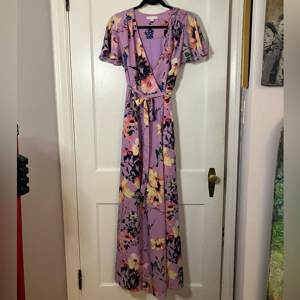 New York & Company Purple Floral Maxi Dress